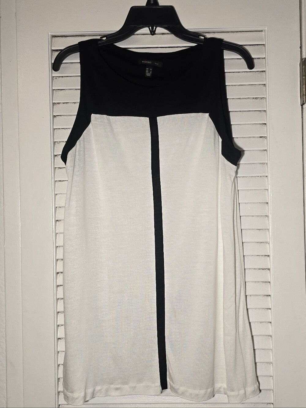 Mango Black and White Sleeveless Colorblock Shift Dress